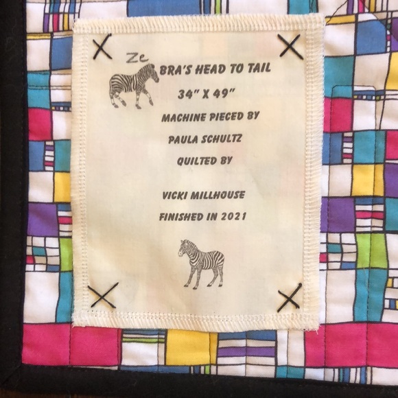 Quilted Wall Art. 34”wX49”h ‘Zebras Head to Tail’